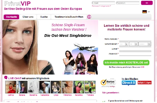 Startseite von PrivetVIP (Screenshot)