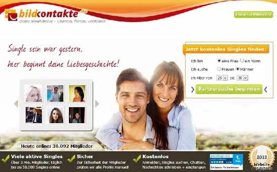 Startseite von Bildkontakte (Screenshot)