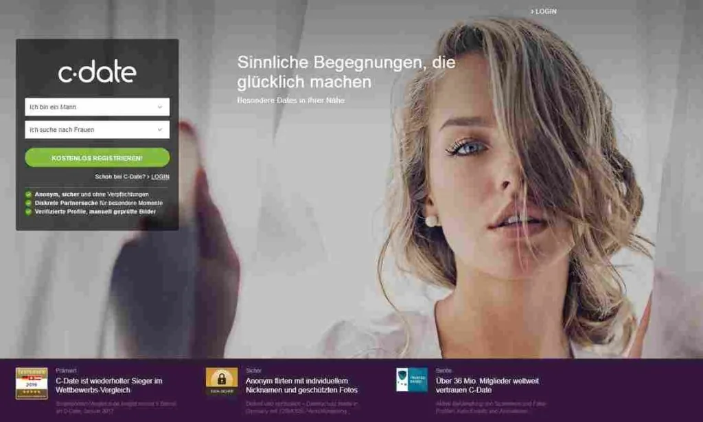 Startseite von C-Date (Screenshot)