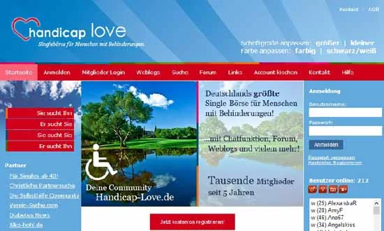 Startseite von Handicap Love (Screenshot)