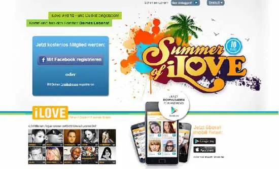 Startseite von iLove (Screenshot)