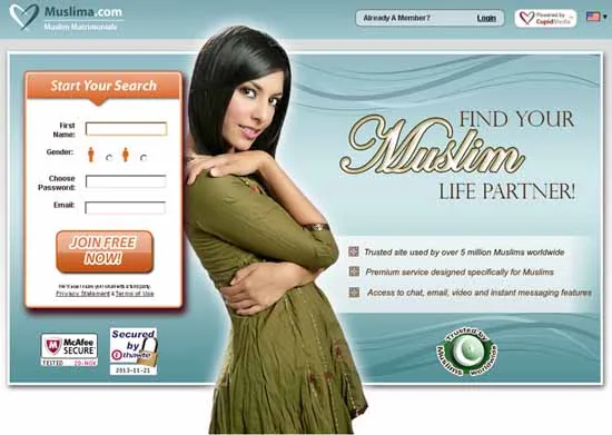 Startseite von Muslima.com (Screenshot)