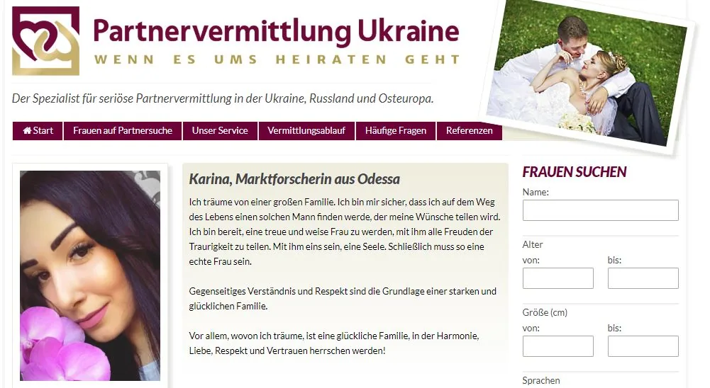Startseite von Fairlove (Screenshot)