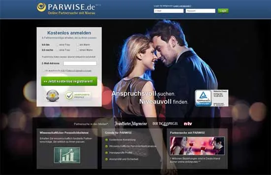 Startseite von PARWISE (Screenshot)