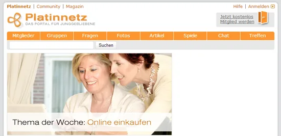 Startseite von Platinnetz (Screenshot)