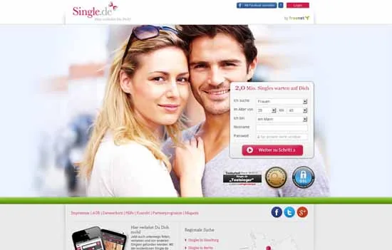 Startseite von Single.de (Screenshot)